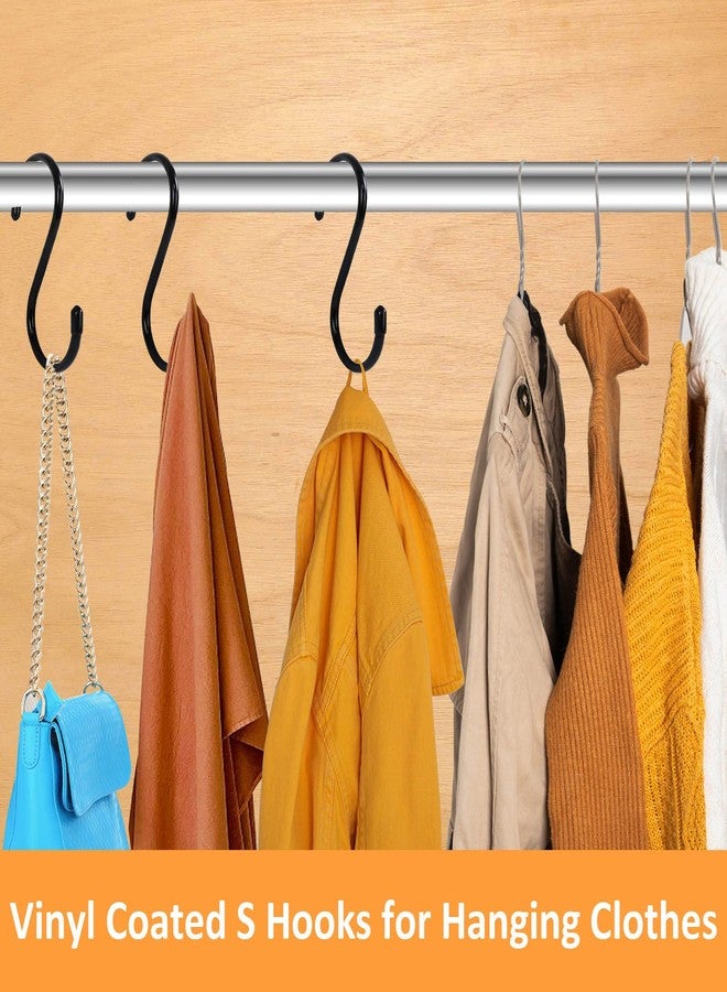 HiGift 24 Pack 5 Inch Large S Hooks for Hanging Plants, Black Vinyl Coated, Non Slip Heavy Duty, Metal Rubber Coated Closet Hooks for Jeans, Pot, Pan, Cups, Clothes - Image 3